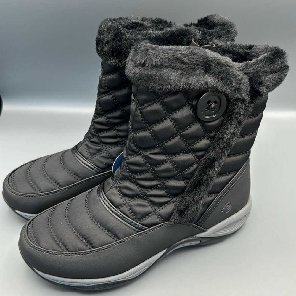 Easy Spirit EXPOSURE 2 Black Side Zip Faux Fur Lined Ankle Booties